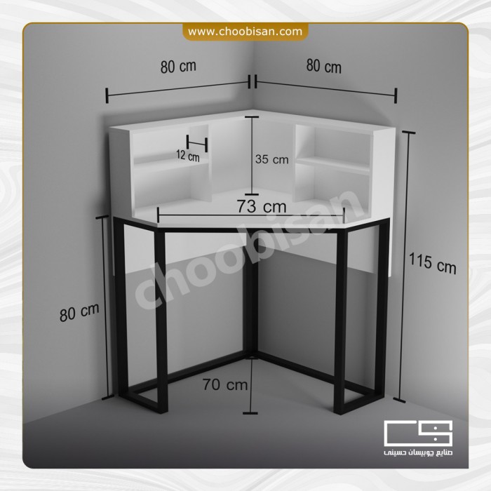 میز تحریر کنجی پایه آهنی